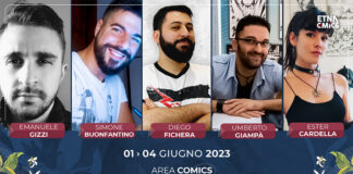 Etna Comics – Emanuele Gizzi, Simone Buonfantino, Diego Fichera, Umberto Giampà e Ester Cardella ospiti dell’Artist Alley Etna Comics Artist Alley
